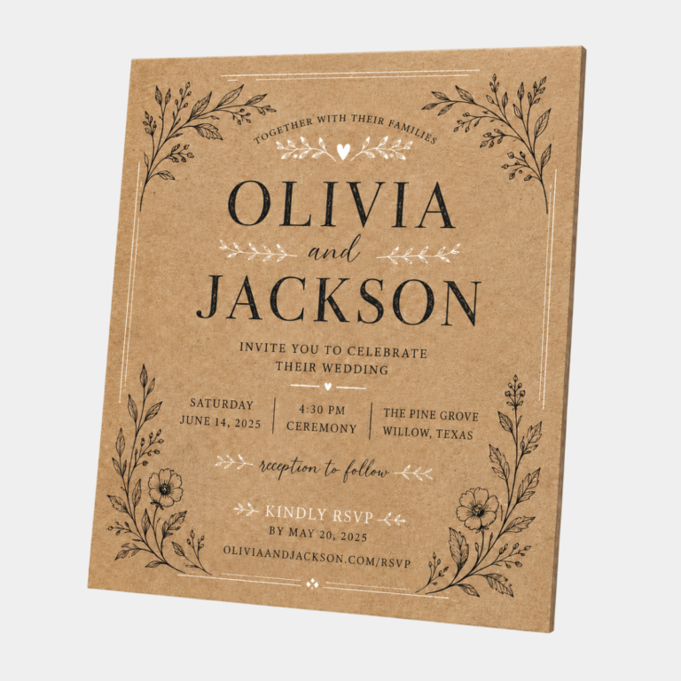 5 8 × 5 8 Invitations Announcements 18pt Kraft Paper