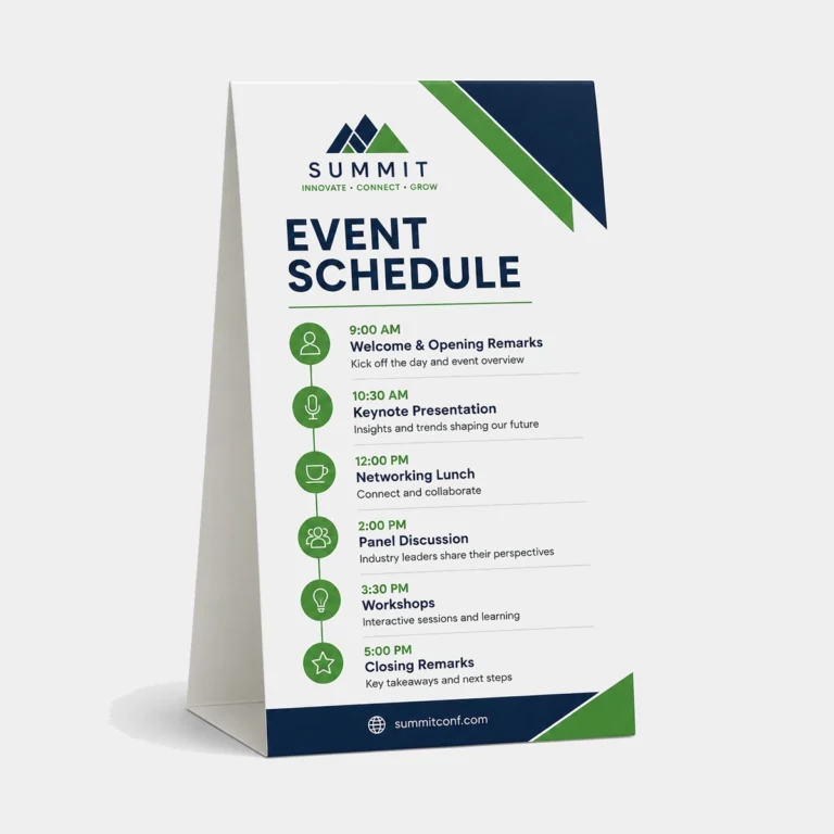 Custom Table Tent Schedules